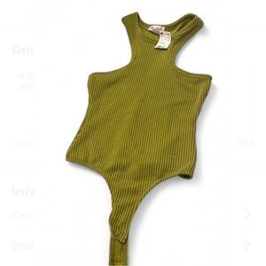 Madrag Green Ribbed  Bodysuit small